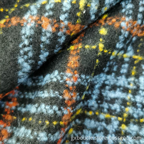 Woolen Boucle plaid with loops yarn fabrics